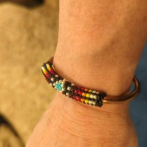 Copper beaded native American southwestern bracelet seed beads